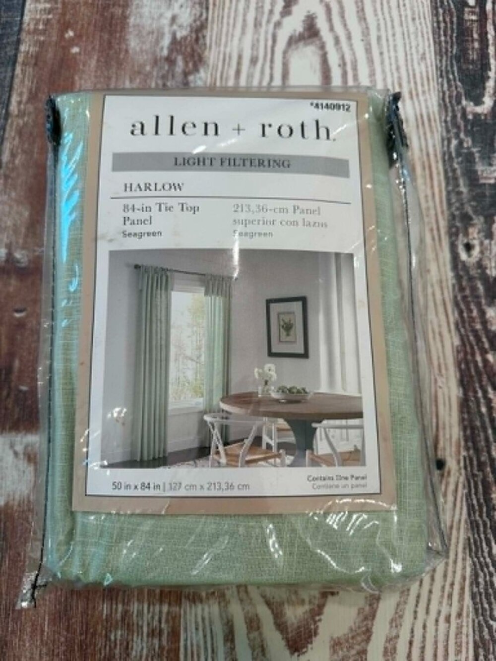 allen + roth Harlow Seagreen Light Filtering Tie Top Curtain Panel – 84"